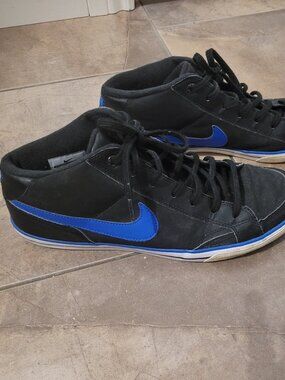 Men's Black and Blue Nike Shoes